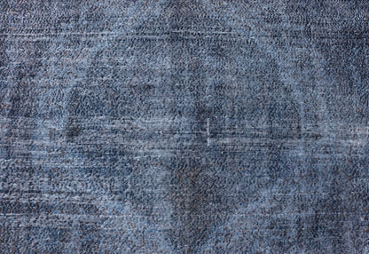 Vintage Hand Knotted Turkish Overdyed Oushak Rug in Dark Blue and Charcoal Vintage Overdyed Oushak Rug in Dark Blue and Charcoal. Keivan Woven Arts / rug EN - P13617, country of origin / type: Turkey / Oushak, circa Mid - 20th Century. Measu... - Keivan Woven ArtsEN - P13617 - 17880Rug