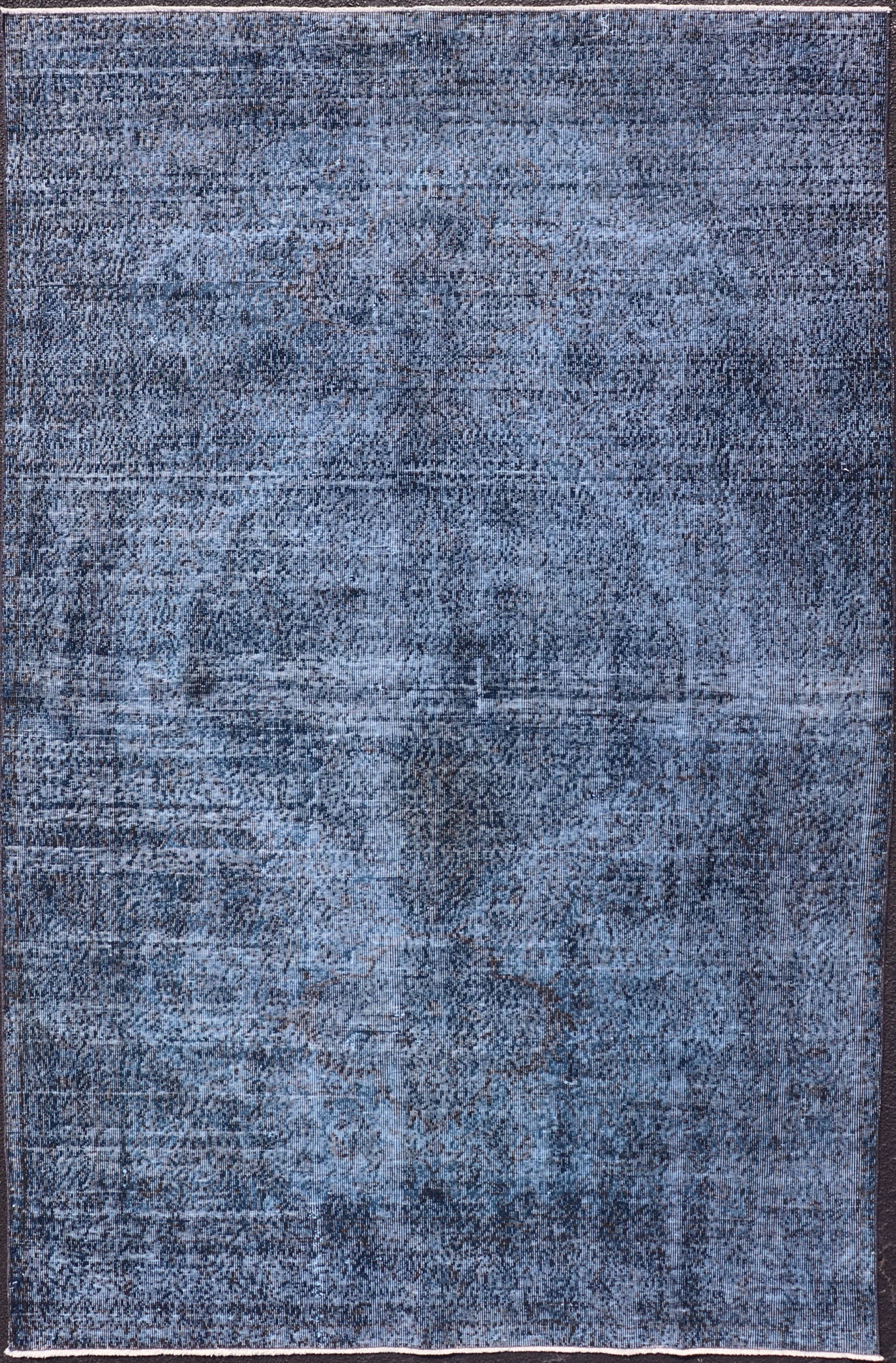 Vintage Hand Knotted Turkish Overdyed Oushak Rug in Dark Blue and Charcoal Vintage Overdyed Oushak Rug in Dark Blue and Charcoal. Keivan Woven Arts / rug EN - P13617, country of origin / type: Turkey / Oushak, circa Mid - 20th Century. Measu... - Keivan Woven ArtsEN - P13617 - 17880Rug