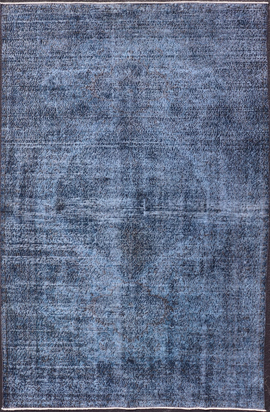 Vintage Hand Knotted Turkish Overdyed Oushak Rug in Dark Blue and Charcoal Vintage Overdyed Oushak Rug in Dark Blue and Charcoal. Keivan Woven Arts / rug EN - P13617, country of origin / type: Turkey / Oushak, circa Mid - 20th Century. Measu... - Keivan Woven ArtsEN - P13617 - 17880Rug