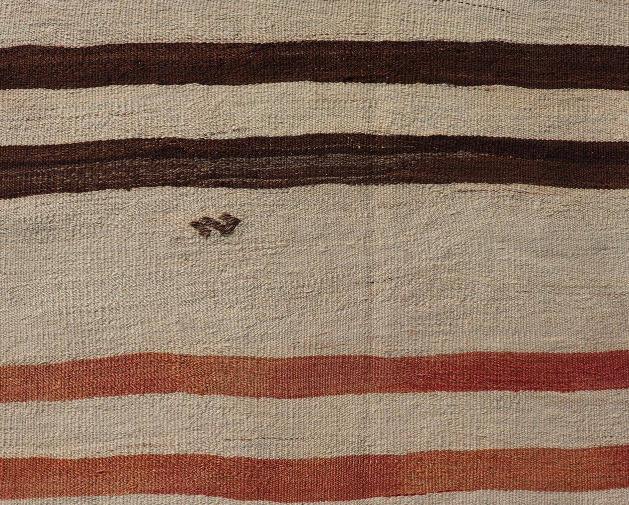 Vintage Turkish Kilim Runner with Stripes in Cream, Brown & Soft Coral Color Vintage Turkish Kilim Runner with Stripes in Cream, Brown & Soft Coral Color. Keivan Woven Arts / rug EN - P13693, country of origin / type: Turkey / Kilim, circa Mid - 20t... - Keivan Woven ArtsEN - P13693 - 17916Rug