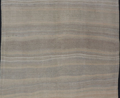 Vintage Turkish Kilim with Stripes in Gray, Tan, Taupe, and Cream Vintage Turkish Kilim with Stripes in Gray, Tan, Taupe, and Cream. Keivan Woven Arts / rug EN - P13712, country of origin / type: Turkey / Kilim, circa Mid - 20th Century. Thi... - Keivan Woven ArtsEN - P13712 - 17928Rug