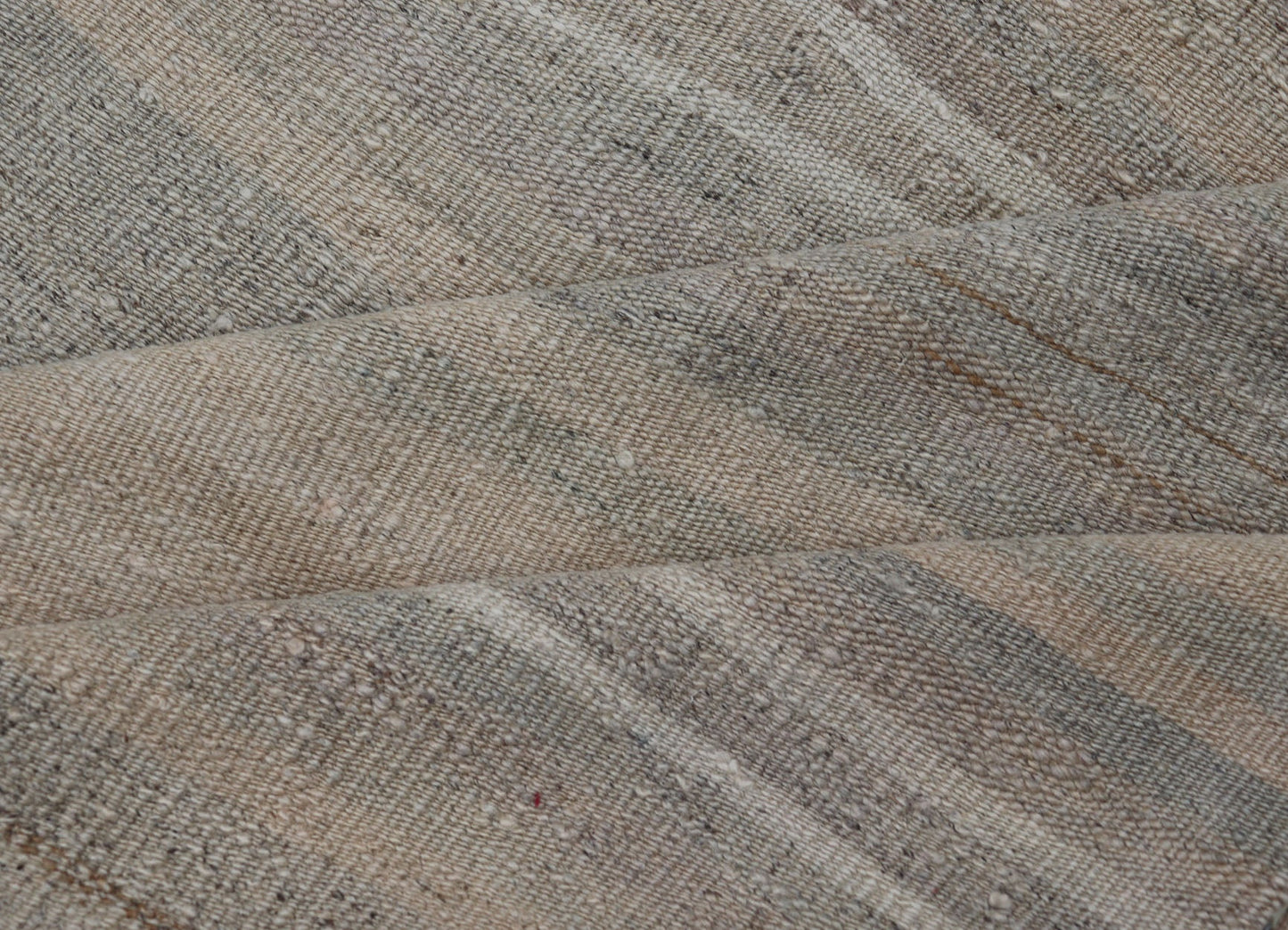 Vintage Turkish Kilim with Stripes in Gray, Tan, Taupe, and Cream Vintage Turkish Kilim with Stripes in Gray, Tan, Taupe, and Cream. Keivan Woven Arts / rug EN - P13712, country of origin / type: Turkey / Kilim, circa Mid - 20th Century. Thi... - Keivan Woven ArtsEN - P13712 - 17928Rug