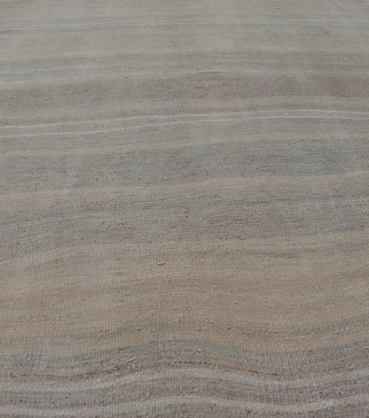 Vintage Turkish Kilim with Stripes in Gray, Tan, Taupe, and Cream Vintage Turkish Kilim with Stripes in Gray, Tan, Taupe, and Cream. Keivan Woven Arts / rug EN - P13712, country of origin / type: Turkey / Kilim, circa Mid - 20th Century. Thi... - Keivan Woven ArtsEN - P13712 - 17928Rug