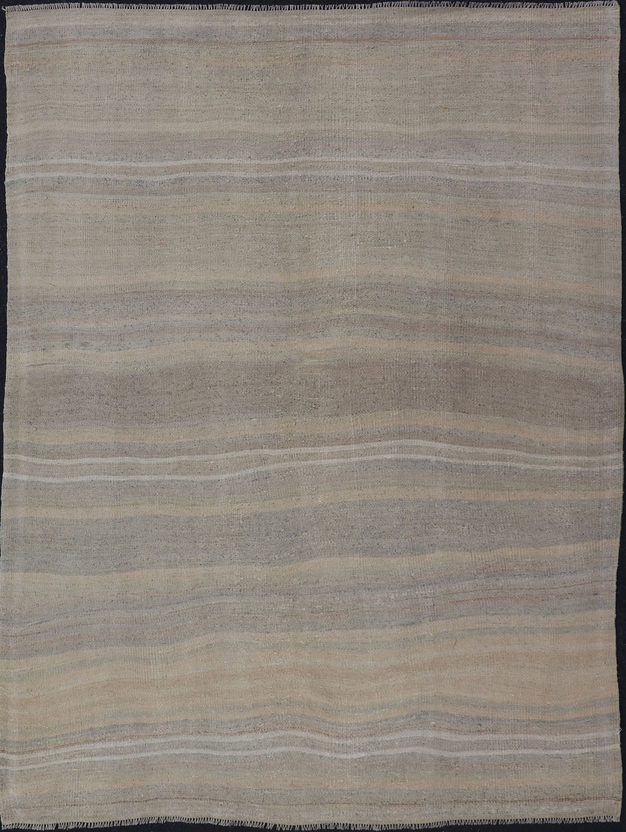 Vintage Turkish Kilim with Stripes in Gray, Tan, Taupe, and Cream Vintage Turkish Kilim with Stripes in Gray, Tan, Taupe, and Cream. Keivan Woven Arts / rug EN - P13712, country of origin / type: Turkey / Kilim, circa Mid - 20th Century. Thi... - Keivan Woven ArtsEN - P13712 - 17928Rug
