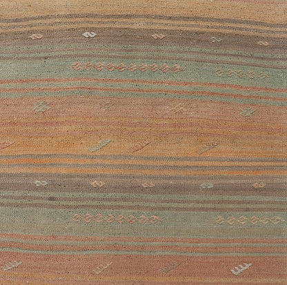 Vintage Turkish Kilim Runner with Stripes and Tribal Motifs in Multicolor Vintage Kilim Runner, rug EN - P13729 , country of origin / type: Turkey / Kilim, circa Mid - 20th Century. Measures: 2'5 x 10'5. - Keivan Woven ArtsEN - P13729 - 18461Rug