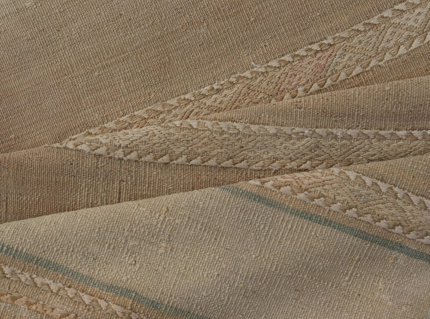 Vintage Hand Woven Turkish Kilim Runner with Stripes Blue, Pink, Cream and Tan Vintage Kilim Runner Hand Woven with Stripes Blue, Pink, Cream and Tan. Keivan Woven Arts / rug EN - P13730, country of origin / type: Turkey / Kilim, circa Mid - 20th Ce... - Keivan Woven ArtsEN - P13730 - 17940Rug