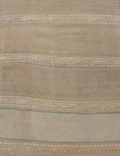 Vintage Hand Woven Turkish Kilim Runner with Stripes Blue, Pink, Cream and Tan Vintage Kilim Runner Hand Woven with Stripes Blue, Pink, Cream and Tan. Keivan Woven Arts / rug EN - P13730, country of origin / type: Turkey / Kilim, circa Mid - 20th Ce... - Keivan Woven ArtsEN - P13730 - 17940Rug