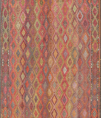 Vintage Turkish Gallery Kilim with All - Over Diamond Design in Multicolor. Vintage Turkish Gallery Kilim, Keivan Woven Arts / rug EN - P13788, country of origin / type: Turkey / Kilim, circa Mid - 20th Century. Measures: 5'0 x 13'0. Woven during the m... - Keivan Woven ArtsEN - P13788 - 17982Rug