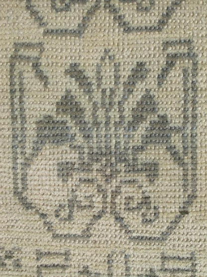 Light Taupe, Gray - Green, and Cream Turkish Tulu Vintage Rug with Latticework Measures:3'4 x 6'2 Light taupe, gray - blue, and cream Turkish Tulu vintage rug with latticework, Keivan Woven Arts rug ENC - 92500, country of origin / type: Turke... - Keivan Woven ArtsENC - 92500 - 2145Rug