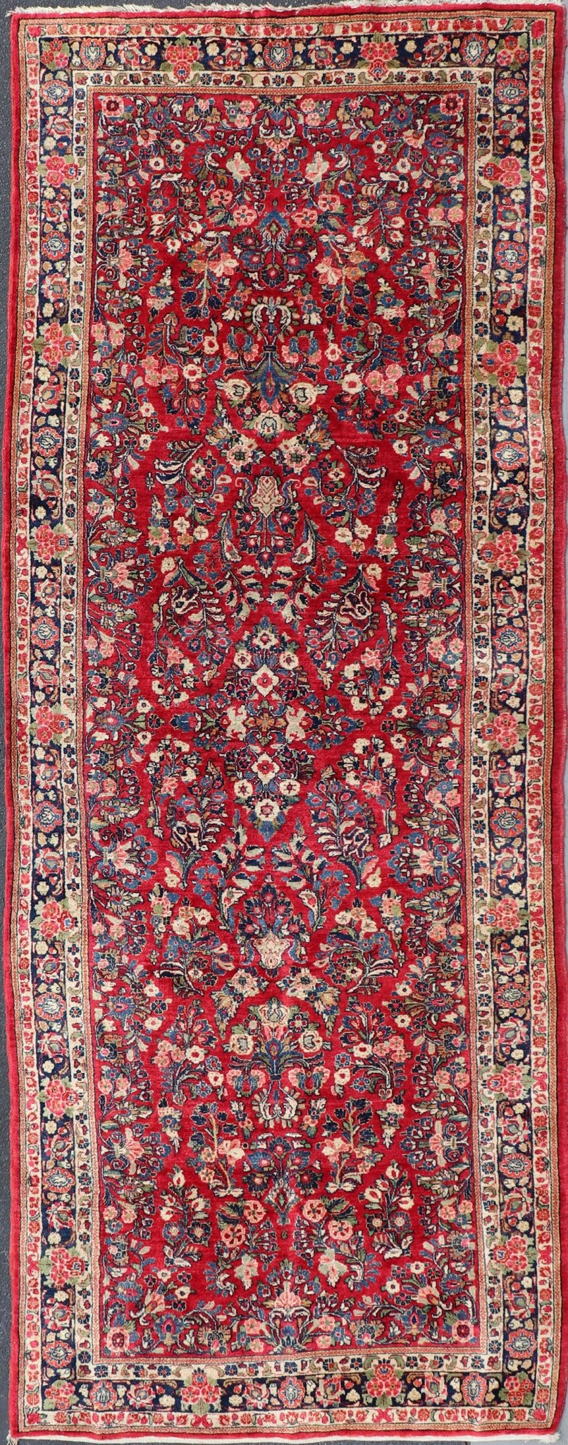 Keivan Woven Arts - Antique Sarouk Long Gallery Runner With All - Over Flower Design in Red Background rug f - 0208, country of origin / type: Iran / Sarouk Farahan, circa 1920 This outstanding antique Sarouk gallery runner from the 1920s is ... - Keivan Woven ArtsF - 0208 - 840Rug