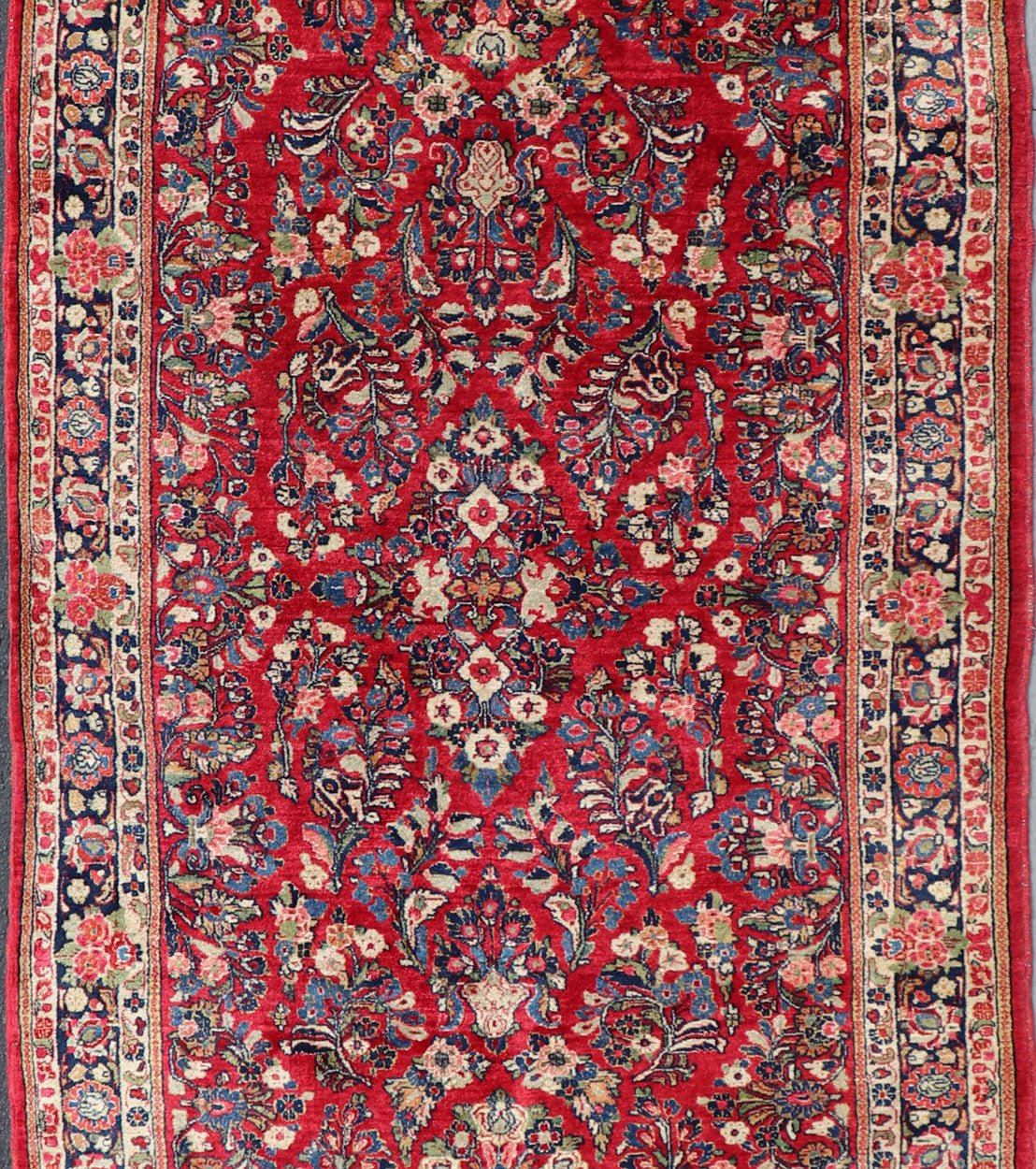 Keivan Woven Arts - Antique Sarouk Long Gallery Runner With All - Over Flower Design in Red Background rug f - 0208, country of origin / type: Iran / Sarouk Farahan, circa 1920 This outstanding antique Sarouk gallery runner from the 1920s is ... - Keivan Woven ArtsF - 0208 - 840Rug
