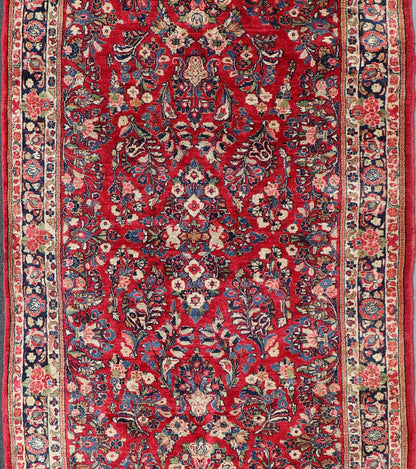 Keivan Woven Arts - Antique Sarouk Long Gallery Runner With All - Over Flower Design in Red Background rug f - 0208, country of origin / type: Iran / Sarouk Farahan, circa 1920 This outstanding antique Sarouk gallery runner from the 1920s is ... - Keivan Woven ArtsF - 0208 - 840Rug