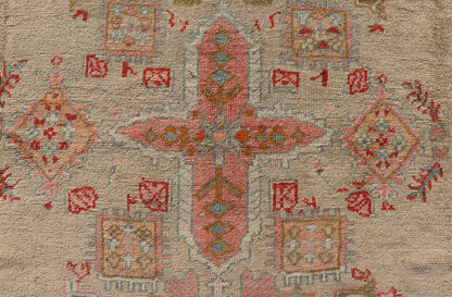 Antique Oushak Carpet With Medallion On A Pale Green Field with Vivid Border. Keivan Woven Arts; rug F - 0305, Country of Origin: Turkey Type: Antique Oushak Design: Floral, Sub - Geometric, All - Over. Measures: 10' x 13'5 This stunning antique Turki... - Keivan Woven ArtsF - 0305 - 533Rug