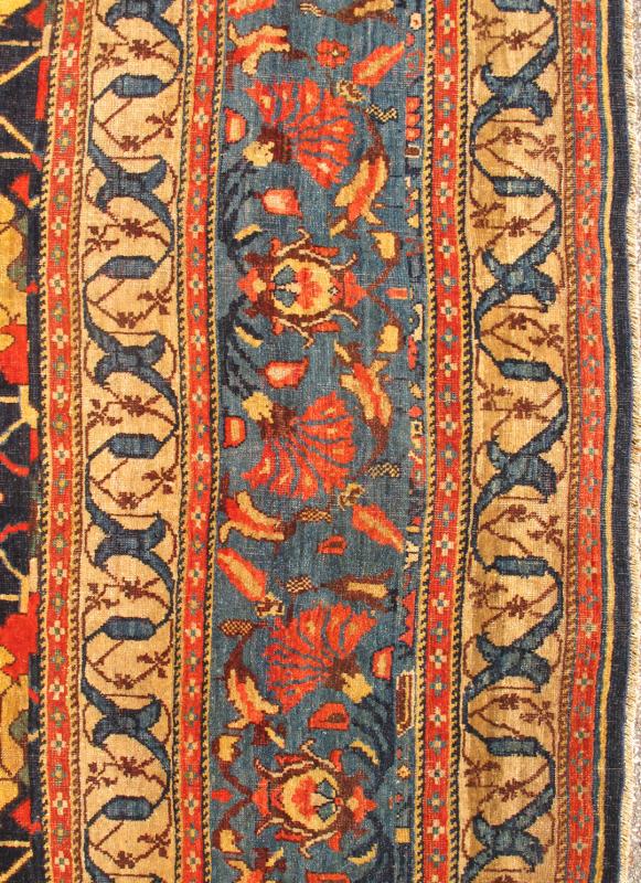 Large Antique Garous Bidjar in Geometric Design in Blue Background & Multi Colors, Antique Persian Bidjar, Large Bidjar, Large Persian rug, Garous design bidjar This magnificent late 19th Century Persian Bidjar brilliantly incorporates breathtak... - Keivan Woven ArtsF - 0402 - 309Rug