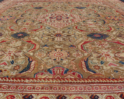 Antique Persian Sultanabad Mahal Carpet with Geometric Design In Green's and Red. Keivan Woven Arts / Rug / F - 0404 country of origin / type: Iran / Sultanabad, circa 1910 This antique Persian Sultanabad - Mahal rug features a unique coloration and a m... - Keivan Woven ArtsF - 0404 - 539Rug