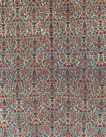 Fine Persian Antique Afshar Rug in Ivory Background & Multi Colors. Measures: 5'0 x 6'7 Antique Afshar Rug in Ivory Background & all over Botanical Design in Multi Colors. Keivan Woven Arts/ Rug/F - 0703, Antique Afshar Unique Bota... - Keivan Woven ArtsF - 0703 - 1014Rug