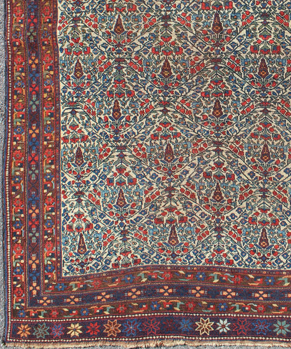 Fine Persian Antique Afshar Rug in Ivory Background & Multi Colors. Measures: 5'0 x 6'7 Antique Afshar Rug in Ivory Background & all over Botanical Design in Multi Colors. Keivan Woven Arts/ Rug/F - 0703, Antique Afshar Unique Bota... - Keivan Woven ArtsF - 0703 - 1014Rug