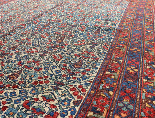 Fine Persian Antique Afshar Rug in Ivory Background & Multi Colors. Measures: 5'0 x 6'7 Antique Afshar Rug in Ivory Background & all over Botanical Design in Multi Colors. Keivan Woven Arts/ Rug/F - 0703, Antique Afshar Unique Bota... - Keivan Woven ArtsF - 0703 - 1014Rug