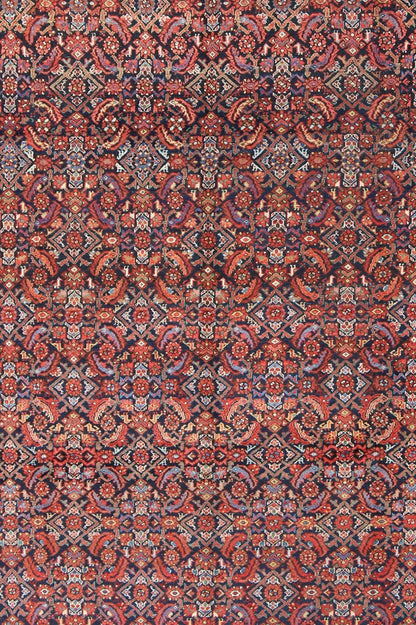 Multi Color Antique Persian Malayer Rug with All Over Herati Design in Black & Shades of Blue Measures: 8'8 x 11'8 Antique Persian Malayer Rug, Country of Origin: Iran; Type: Malayer; Design: All - Over, Herati; Keivan Woven Arts: rug F - 09... - Keivan Woven ArtsF - 0909 - 699Rug