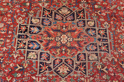 Antique Persian Heriz - Serapi Rug in Rust Background. kwarugs F - 1101. Large Heriz in Square shaped This superb antique Heriz - Serapi carpet, with its highly stylized central medallion and impressive geometric motifs, beautifully illustrates the gr... - Keivan Woven ArtsF - 1101 - 403Rug