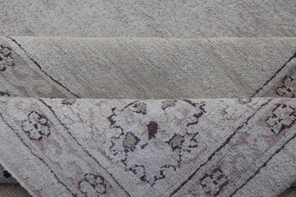 Antique Indian Amritsar Rug with Cream Background, Red & Lavender Border Antique Indian Amritsar rug with solid field of creamy yellow and ornate lavender and red border, Keivan Woven Arts / rug G - 0206, country of origin / type: India / Amritsa... - Keivan Woven ArtsG - 0206 - 910Rug