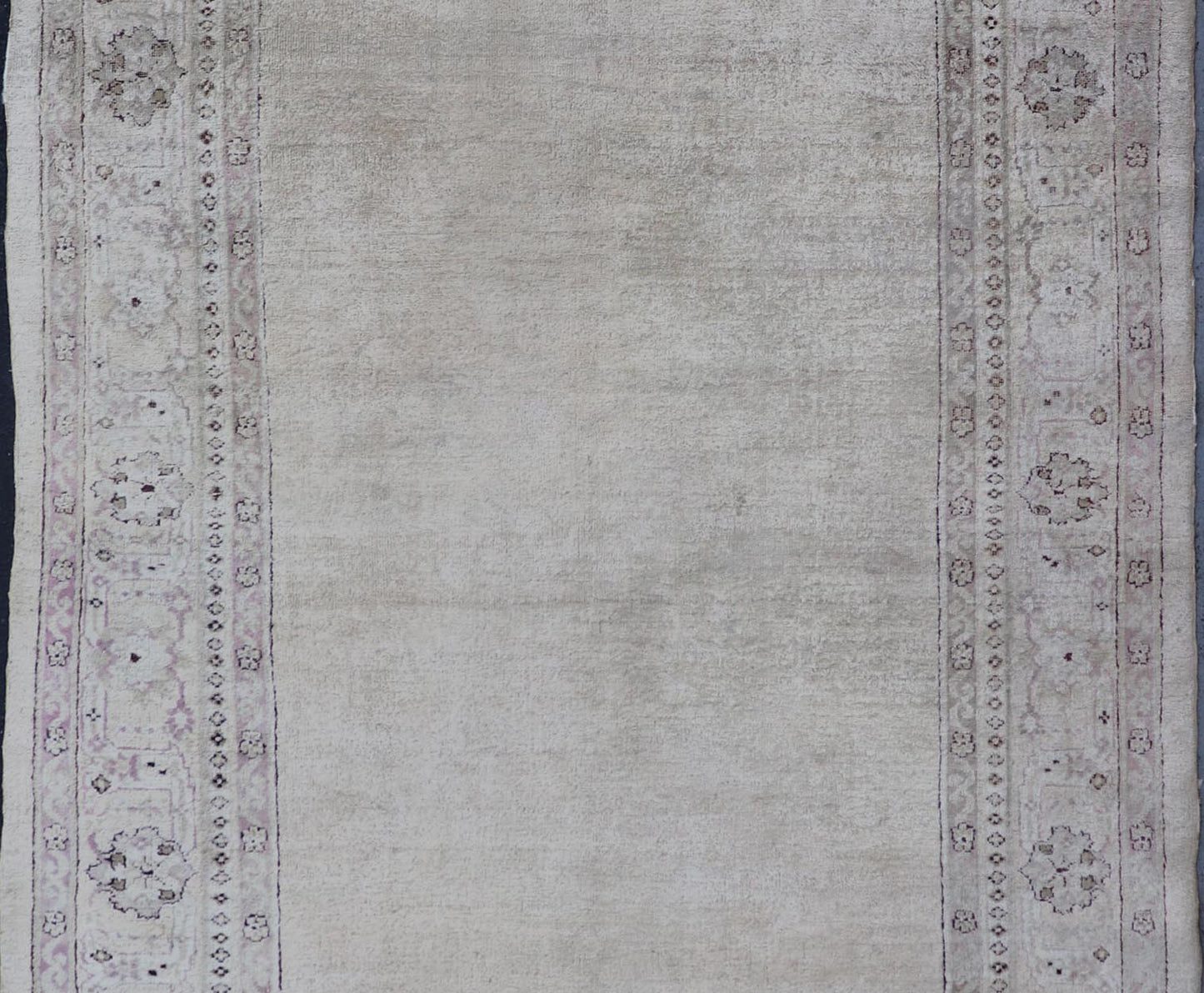 Antique Indian Amritsar Rug with Cream Background, Red & Lavender Border Antique Indian Amritsar rug with solid field of creamy yellow and ornate lavender and red border, Keivan Woven Arts / rug G - 0206, country of origin / type: India / Amritsa... - Keivan Woven ArtsG - 0206 - 910Rug
