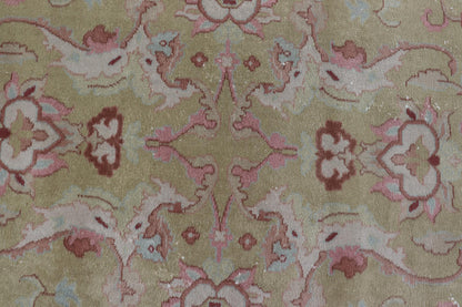 Keivan Woven Arts large Vintage Indian Amritsar rug with Floral in Ivory, Light Yellow Green, Salmon & Pink. Keivan Woven Arts / rug / G - 0304 / Mid - 20th Century / 1940 circa / Antique Amritsar Measures: 11'9 x 14'5. A Classic design in ... - Keivan Woven ArtsG - 0304 - 415Rug