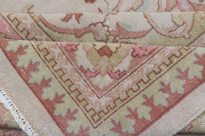 Keivan Woven Arts large Vintage Indian Amritsar rug with Floral in Ivory, Light Yellow Green, Salmon & Pink. Keivan Woven Arts / rug / G - 0304 / Mid - 20th Century / 1940 circa / Antique Amritsar Measures: 11'9 x 14'5. A Classic design in ... - Keivan Woven ArtsG - 0304 - 415Rug