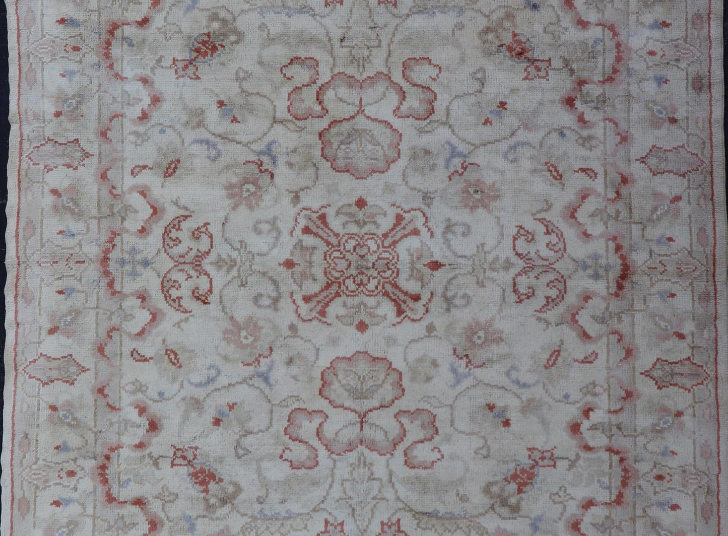 Measures: 7' x 8'7 Hand Knotted in Turkey, this square - shaped vintage Oushak is characterized by a comely and highly representative Oushak composition. Building on traditional designs, this marvelous Turkish rug features an all - over floral desig... - Keivan Woven ArtsG - 0309 - 808Rug