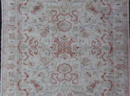 Measures: 7' x 8'7 Hand Knotted in Turkey, this square - shaped vintage Oushak is characterized by a comely and highly representative Oushak composition. Building on traditional designs, this marvelous Turkish rug features an all - over floral desig... - Keivan Woven ArtsG - 0309 - 808Rug