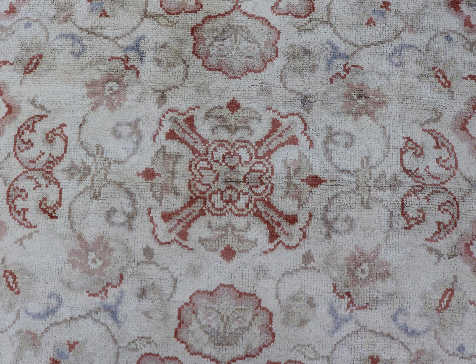 Measures: 7' x 8'7 Hand Knotted in Turkey, this square - shaped vintage Oushak is characterized by a comely and highly representative Oushak composition. Building on traditional designs, this marvelous Turkish rug features an all - over floral desig... - Keivan Woven ArtsG - 0309 - 808Rug