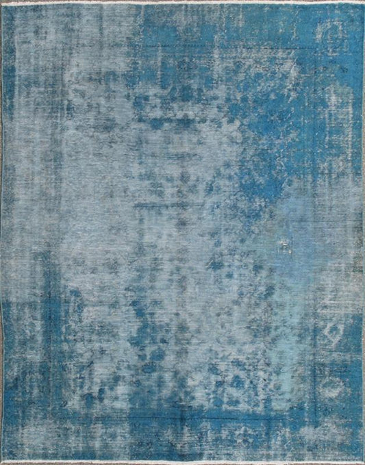 Blue and Ivory Antique Oushak Rug Overdyed with Classical Design/Composition. Keivan Woven Arts / rug G - 0403, country of origin / type: Turkey / Oushak, circa 1920 Measures: 10 x 12'1 This antique Turkish carpet with a classical composition has ... - Keivan Woven ArtsG - 0403 - 3058Rug