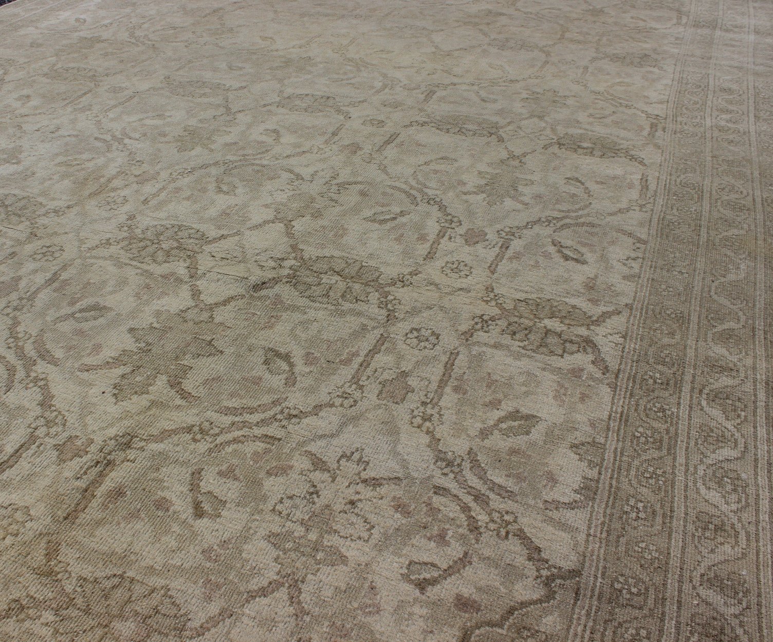 Neutral Colors Antique Indian Amritsar Gallery Rug in Ivory, Gray, and Taupe Measures: 7' x 12'9 This exquisite antique Indian Amritsar Gallery rug displays a breathtaking, muted palette with a sophisticated all - over design. A fabulous te... - Keivan Woven ArtsG - 0704 - 830Rug