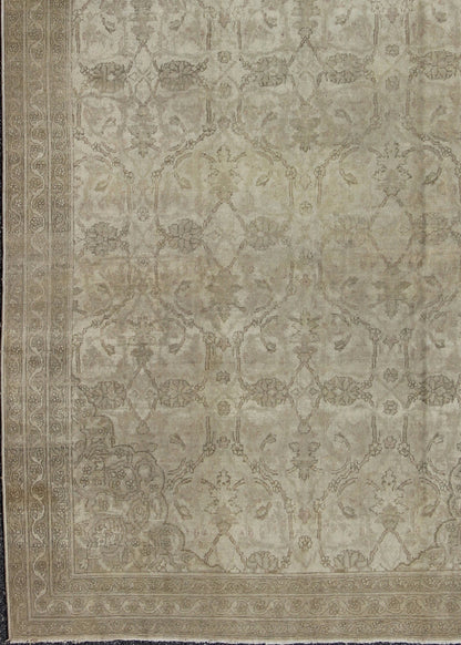 Neutral Colors Antique Indian Amritsar Gallery Rug in Ivory, Gray, and Taupe Measures: 7' x 12'9 This exquisite antique Indian Amritsar Gallery rug displays a breathtaking, muted palette with a sophisticated all - over design. A fabulous te... - Keivan Woven ArtsG - 0704 - 830Rug