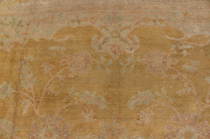 Stunning antique fine Burlu Oushak rug in gold, salmon, pink, soft green and neutral tones. Keivan Woven Arts / rug G - 0705, country of origin / type: Turkey / Oushak, circa Late 19th - century Measures: 11'10 x 14'5. This finely woven antique Burlu... - Keivan Woven ArtsG - 0705 - 421Rug