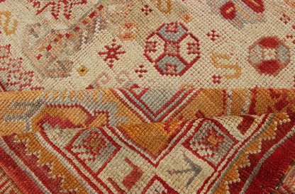Antique Turkish Oushak Carpet With All - Over Design In Red, Taupe, and Orange. Keivan Woven Arts; rug G - 0901, Country of Origin: Turkey Type: Antique Oushak Design: Floral, Sub - Geometric, All - Over. Measures: 10'5 x 12'5. This impressive Oushak car... - Keivan Woven ArtsG - 0901 - 551Rug