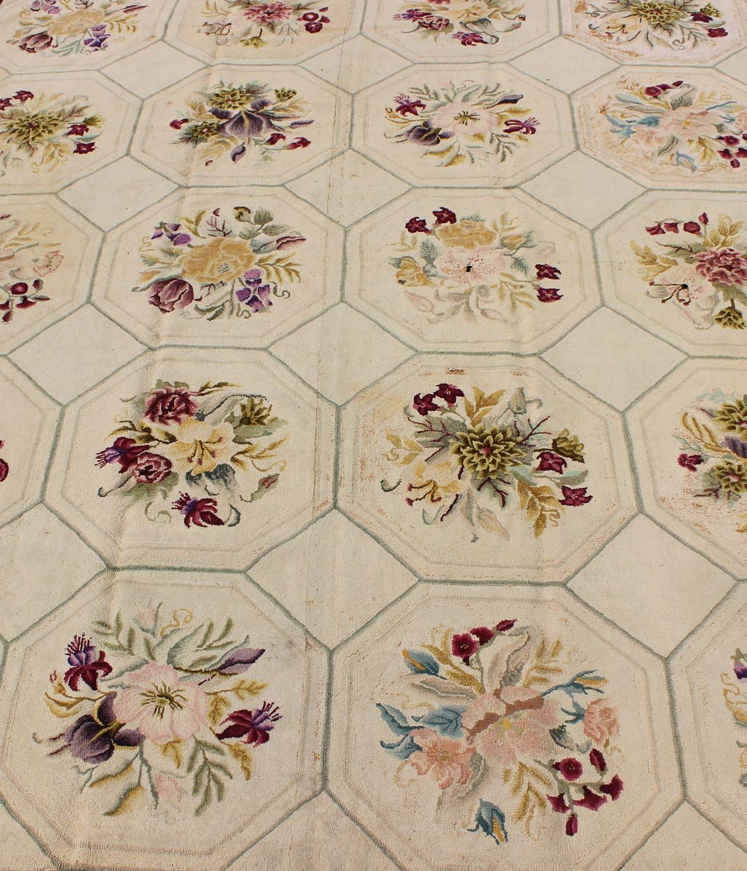 Early American Hooked Rug with Basket - Weave Pattern and Polychromatic Stripes Ingenious in style, color and composition, the features in this spectacular, antique American hooked rug create an illusion of depth and texture. The beautiful basket - ... - Keivan Woven ArtsG - 1002 - 1538Rug