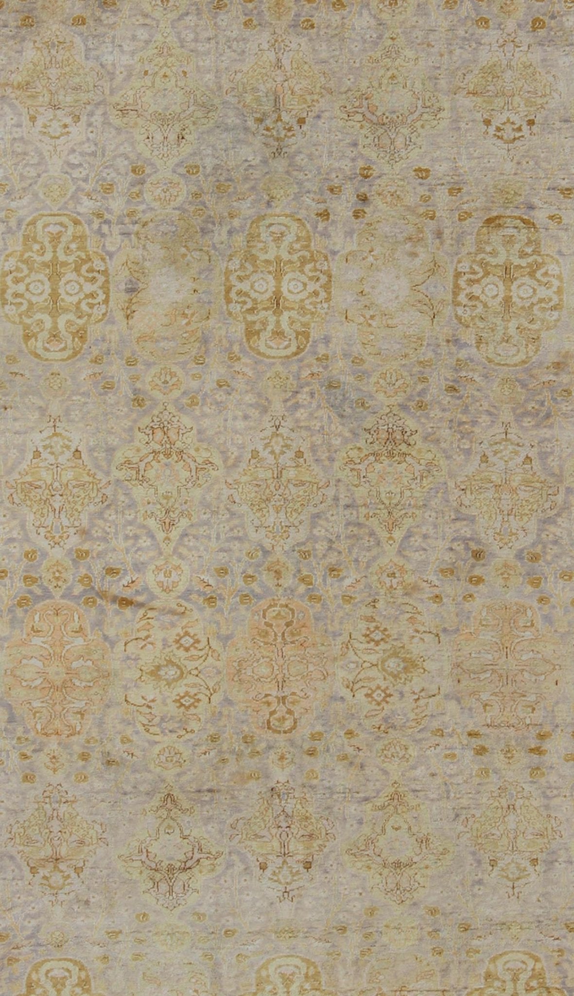 Silk Turkish Sivas with All - Over Stylized Design in Gold, Lavender and Cream kwarugs Antique Turkish Sivas rug with all - over stylized design in gold, lavender and cream. Keivan Woven Arts / rug G - 1102, country of origin / type: Turkey / Sivas, c... - Keivan Woven ArtsG - 1102 - 814Rug