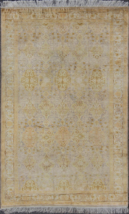 Silk Turkish Sivas with All - Over Stylized Design in Gold, Lavender and Cream kwarugs Antique Turkish Sivas rug with all - over stylized design in gold, lavender and cream. Keivan Woven Arts / rug G - 1102, country of origin / type: Turkey / Sivas, c... - Keivan Woven ArtsG - 1102 - 814Rug
