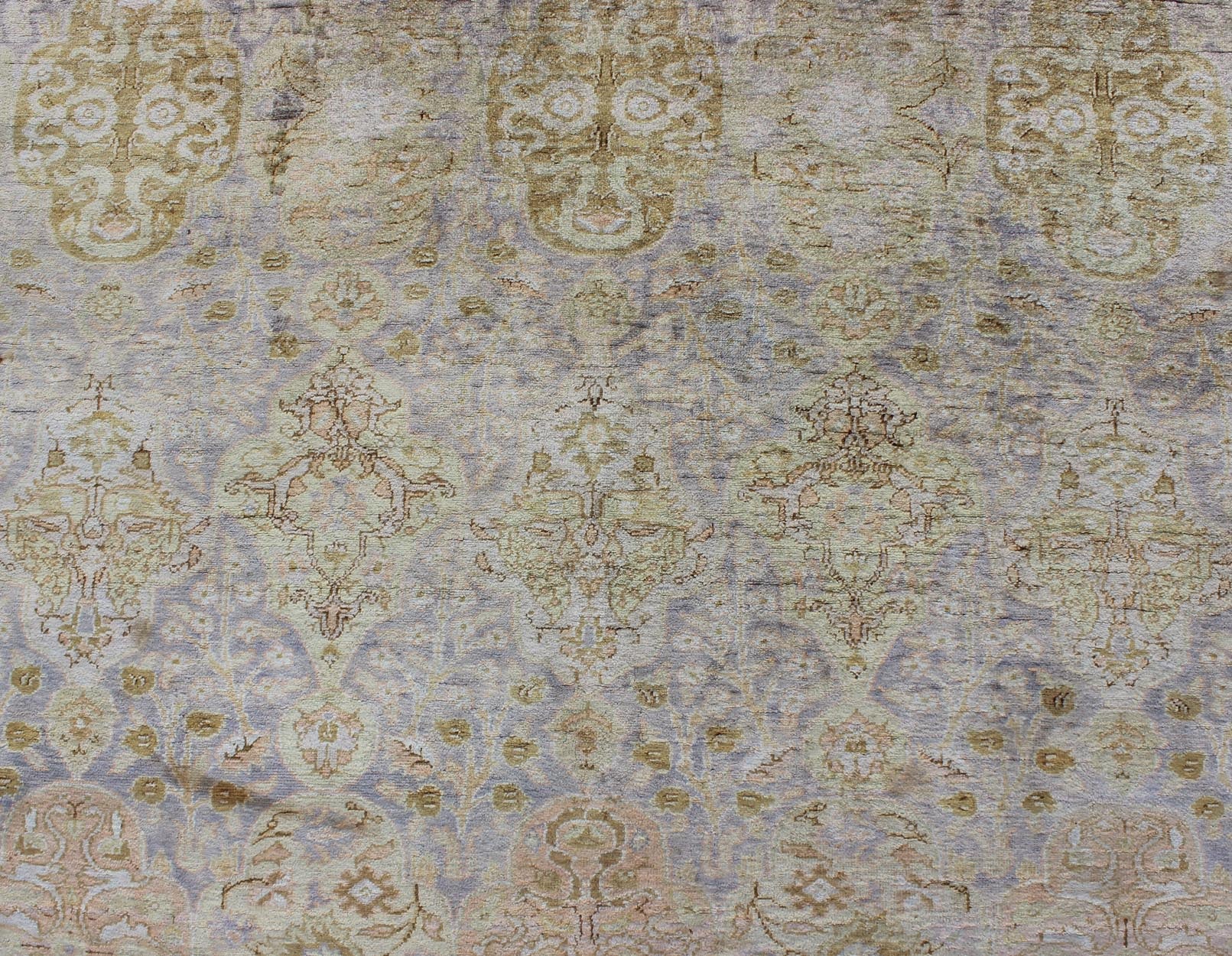 Silk Turkish Sivas with All - Over Stylized Design in Gold, Lavender and Cream kwarugs Antique Turkish Sivas rug with all - over stylized design in gold, lavender and cream. Keivan Woven Arts / rug G - 1102, country of origin / type: Turkey / Sivas, c... - Keivan Woven ArtsG - 1102 - 814Rug