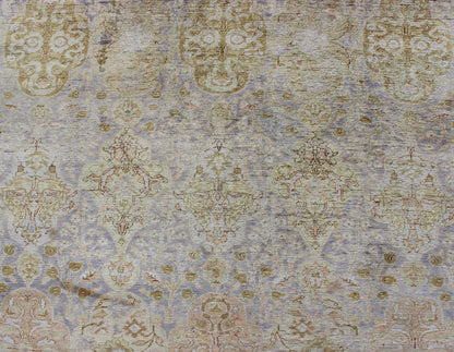 Silk Turkish Sivas with All - Over Stylized Design in Gold, Lavender and Cream kwarugs Antique Turkish Sivas rug with all - over stylized design in gold, lavender and cream. Keivan Woven Arts / rug G - 1102, country of origin / type: Turkey / Sivas, c... - Keivan Woven ArtsG - 1102 - 814Rug