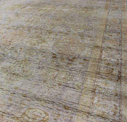 Silk Turkish Sivas with All - Over Stylized Design in Gold, Lavender and Cream kwarugs Antique Turkish Sivas rug with all - over stylized design in gold, lavender and cream. Keivan Woven Arts / rug G - 1102, country of origin / type: Turkey / Sivas, c... - Keivan Woven ArtsG - 1102 - 814Rug