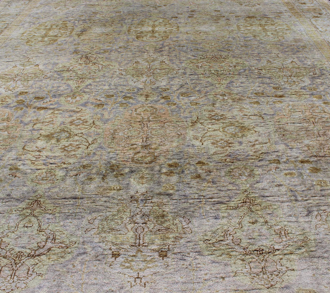 Silk Turkish Sivas with All - Over Stylized Design in Gold, Lavender and Cream kwarugs Antique Turkish Sivas rug with all - over stylized design in gold, lavender and cream. Keivan Woven Arts / rug G - 1102, country of origin / type: Turkey / Sivas, c... - Keivan Woven ArtsG - 1102 - 814Rug
