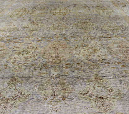 Silk Turkish Sivas with All - Over Stylized Design in Gold, Lavender and Cream kwarugs Antique Turkish Sivas rug with all - over stylized design in gold, lavender and cream. Keivan Woven Arts / rug G - 1102, country of origin / type: Turkey / Sivas, c... - Keivan Woven ArtsG - 1102 - 814Rug