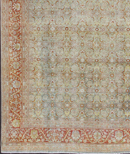 Antique Persian Mahal with All - Over Floral Design Persian Mahal Carpet This antique Persian Mahal relies heavily on exquisite details, as well as large - scale flowers and palmettes. A fine trellis of beautifully colored large and small flowers sp... - Keivan Woven ArtsGLC - 129 - 1168Rug