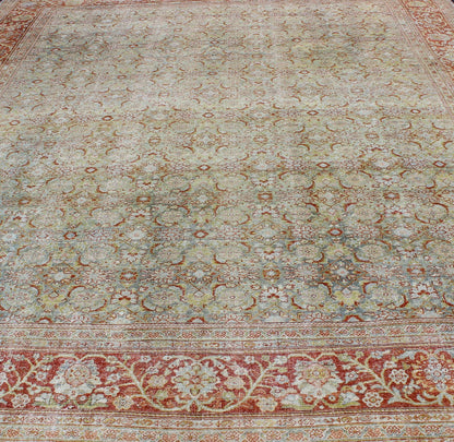 Antique Persian Mahal with All - Over Floral Design Persian Mahal Carpet This antique Persian Mahal relies heavily on exquisite details, as well as large - scale flowers and palmettes. A fine trellis of beautifully colored large and small flowers sp... - Keivan Woven ArtsGLC - 129 - 1168Rug
