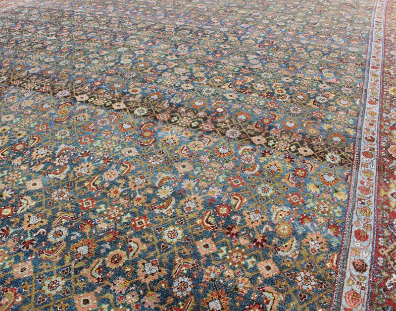 Antique Hand Knotted Persian Malayer Rug All - Over Design On A Teal Background Large Antique Persian Malayer Rug with All - Over Large antique Persian Malayer rug with all - over design in teal background, Keivan Woven Arts / rug / GLD - 7587, Large Ma... - Keivan Woven ArtsGLD - 7587 - 8391Rug