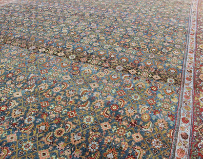 Antique Hand Knotted Persian Malayer Rug All - Over Design On A Teal Background Large Antique Persian Malayer Rug with All - Over Large antique Persian Malayer rug with all - over design in teal background, Keivan Woven Arts / rug / GLD - 7587, Large Ma... - Keivan Woven ArtsGLD - 7587 - 8391Rug