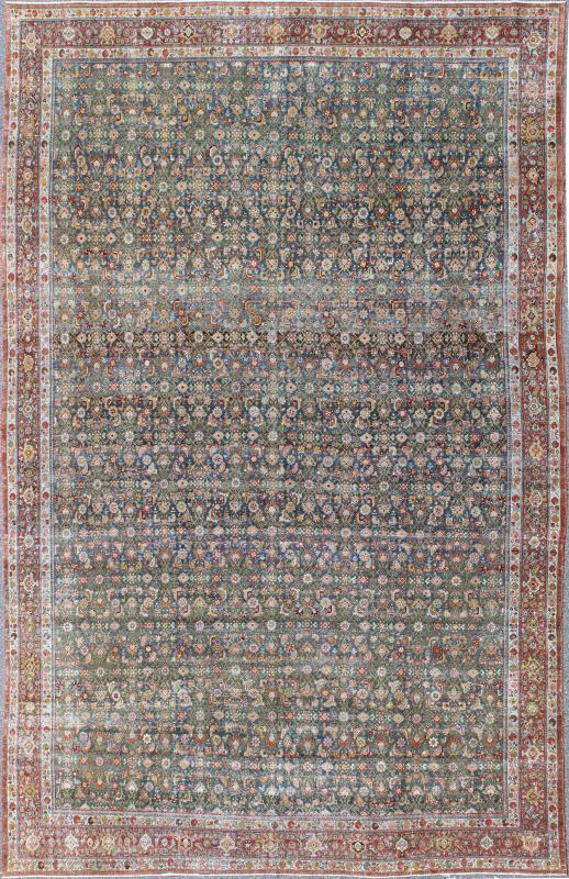 Antique Hand Knotted Persian Malayer Rug All - Over Design On A Teal Background Large Antique Persian Malayer Rug with All - Over Large antique Persian Malayer rug with all - over design in teal background, Keivan Woven Arts / rug / GLD - 7587, Large Ma... - Keivan Woven ArtsGLD - 7587 - 8391Rug
