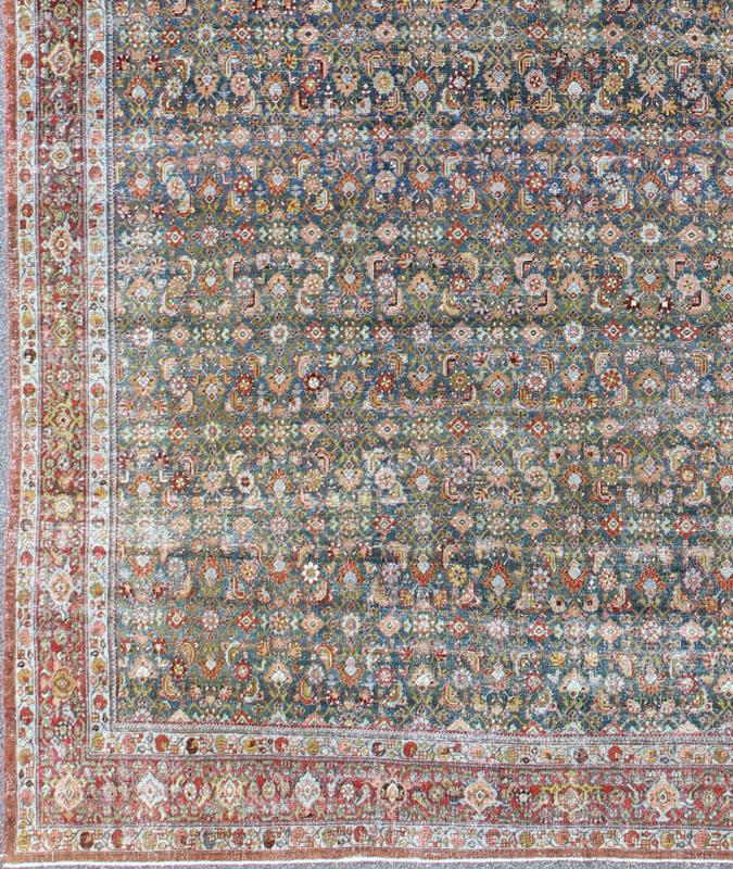 Antique Hand Knotted Persian Malayer Rug All - Over Design On A Teal Background Large Antique Persian Malayer Rug with All - Over Large antique Persian Malayer rug with all - over design in teal background, Keivan Woven Arts / rug / GLD - 7587, Large Ma... - Keivan Woven ArtsGLD - 7587 - 8391Rug